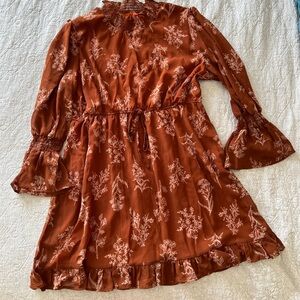 New Floral Dress. Short Length, Long Sleeve, Size 1X